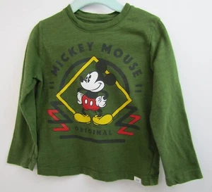 Baby Gap Disney T-Shirt 4 T Toddler Long Sleeved Green Mickey Mouse Original - Picture 1 of 7