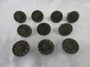 10 Vtg Gold Tone Cabinet Door Drawer Round Knob Pull Handle 1.5" Diameter, Ex - Picture 1 of 5