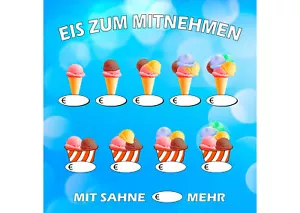 Eis zum Mitnehmen Eiskugel Preisliste Eistüte Preisschild Werbeschild Eiscafe - Bild 1 von 1