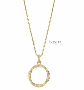 COLLAR COLGANTE NUDO AMOR DIAMANTE PAVÉ GENUINO 0,20 QUILATES ORO 14K JOYERÍA FINA - Imagen 1 de 3