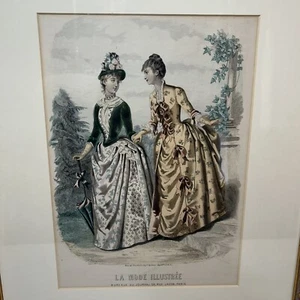Antique Original French 15x19 framed  LA MODE ILLUSTREE ~ Fashion Advertising - Picture 1 of 22