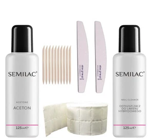 Semilac Manicure Set Nail Cleaner, Aceton, Nail File, Cotton Pads, - Picture 1 of 5