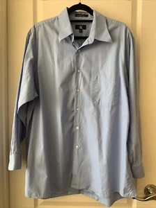 Mens Calvin Klein Satin Poplin 17 32/33 Blue Long Sleeve Pocket Shirt Sz XL USA - Picture 1 of 4