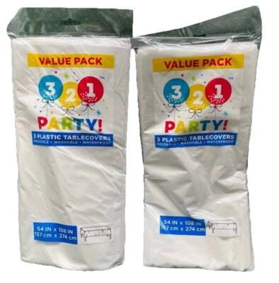 2 - 321 Fiesta! Pack de 3 manteles de plástico 54" x 108" blanco Foto 1 de 2