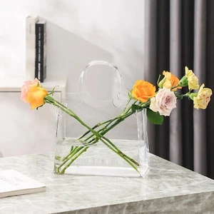 Purse Vase, Bag Vase for Flowers, Clear Acrylic Vase, Modern Flower Vase, Aes... - Picture 1 of 8