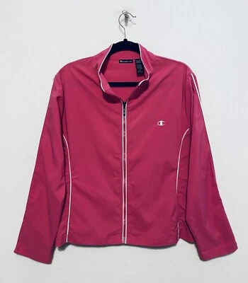 Chaqueta cortavientos vintage Champion Elite para mujer cremallera completa rosa bolsillos XL Foto 1 de 4
