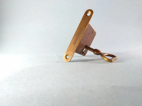 Antique Victorian French Skeleton Bronze Brass Padlock With Heart Key Lock Rare Cover