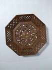 Vintage India Carved Wood Decorative Serving Tray With Inlay