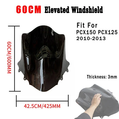 60CM Extended Style Windshield Windscreen Fit For HONDA PCX150 PCX125 2010-2013 - Image 1 of 4