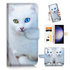 ( For Samsung A14 ) Wallet Flip Case Cover AJ24523 White Cat