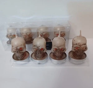 Halloween White Skull Bleeding Candles 2 Sets of 4 - Picture 1 of 3