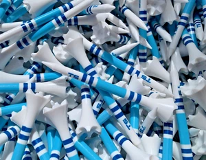 100 Golf Tees 2 3/4 Truestrike Navy and Blue Striped Performance 2.75 Golf Tees - Picture 1 of 4