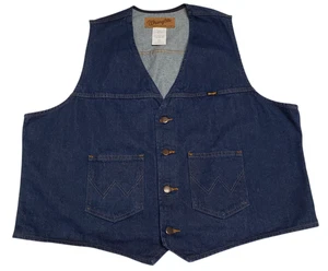 Wrangler Authentic Denim Vest Men's 2XL Blue 100% Cotton Western Cowboy Unlined - Picture 1 of 10