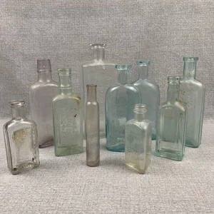 Vintage Medicine Prescription Apothocary Bottles Bottle Lot Of 10 - Picture 1 of 7