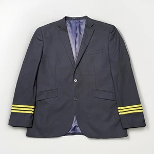 Brook Taverner Blazer Mens 44R Navy Airline Pilot Uniform Gold Trim Lined Jacket - Picture 1 of 10