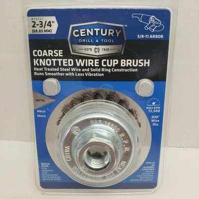 Cepillo de taza de alambre anudado grueso Century 2-3/4" 5/8-11 eje #76021 Foto 1 de 2