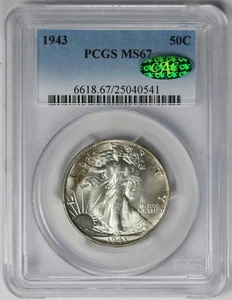 1943 Walking Liberty Half Dollar 50C MS 67 PCGS CAC Approved - Picture 1 of 4