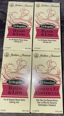 Golden Harvest ~ Bandas y tapas de enlatado para frascos de tamaño regular ~ Paquete de 48  Foto 1 de 3