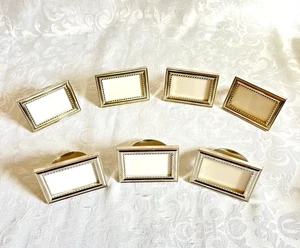 Set of 7 Silver Tone Beaded Place Card Holders Napkin Rings Table Number Wedding - Picture 1 of 5