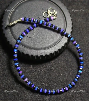 Corrente de gancho turmalina preta pedra opala etíope prata 925 nova pulseira joia - Imagem 1 de 4