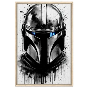 Arte de pared de lienzo enmarcado grunge casco mandaloriano - arte de fans de Star Wars - Imagen 1 de 7
