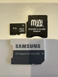 8gb micro SD memory card with mini adaptor and DS card adaptor - Picture 1 of 2