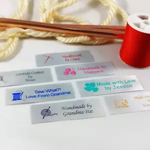 50 Personalized Satin Sewing Labels for Knitting, Quilting and Sewing Crafts - Picture 1 of 4