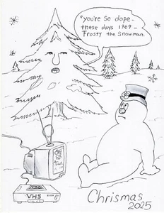 Kunstwerk Original Bleistiftzeichnung 11x7 Comic Lustig Frosty der Schneemann 1969 - Bild 1 von 6