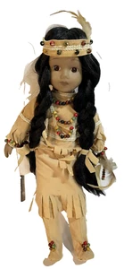 House of Lloyd 16" Porzellan Indianer Indianer Mädchen Puppe Perlen 1989 Etikett - Bild 1 von 8