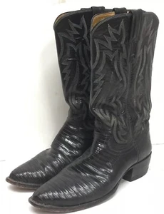 Justin exotische Haut Herren Westernstiefel Cowboy schwarz Leder Größe 8 D Stil 9029 - Bild 1 von 12