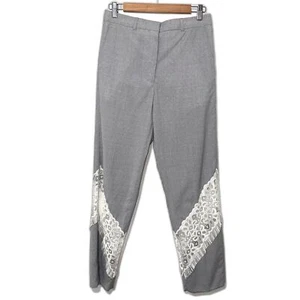 Pantalón Golden Goose Deluxe Marca Venezia Inserto de Encaje con Flecos - Gris/Marfil S - Imagen 1 de 9