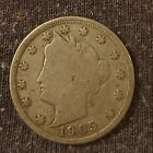 Rare Us "1905-P  'V'  5 Cents" Coin (With Cents) Philadelphia Mint -Cu/Ni