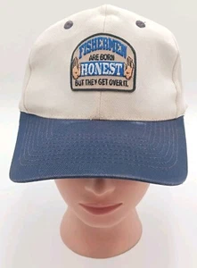 White Blue Snapback Hat. Fisherman Are Born Honest Vintage But they Get Over It" - Picture 1 of 8