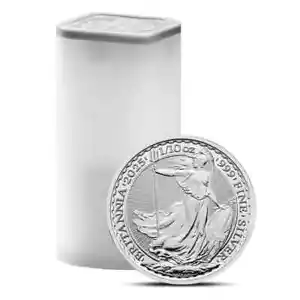 (Tube of 16) 1/10 oz Silver 2025 Royal Mint Great Britain Britannia Coin - Picture 1 of 4