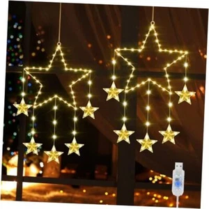 Window Lights Christmas Window Star Lights, 2PCS LED Christmas Star Lights USB - Picture 1 of 8