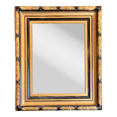 Continental Baroque Style Gold and Black Painted Large Mirror Cover