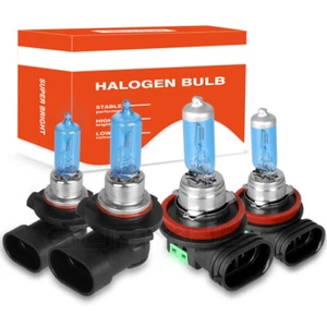 Halogen Headlights 9005 High Beam H11 Low Beam Bulbs Bright 4200K Warm White 4X - Picture 1 of 17