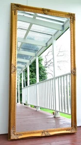 2 Metre Tall Gold Bevelled Wall Mirror & Frame, Antique, Chic, 200cm x 110cm - Picture 1 of 4
