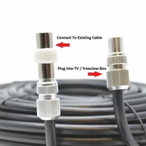 TV Ariel Lead video lead TV Lead, Aerial Coax Cable RF lead RG6 7mm Black 10m - Picture 1 of 11