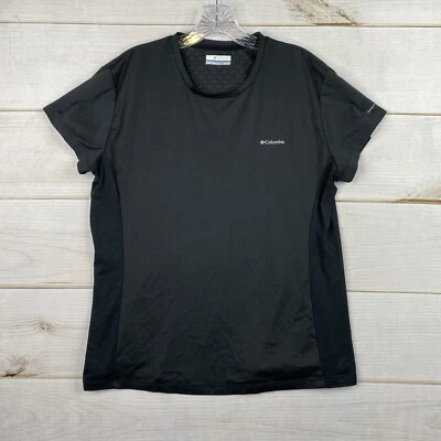 Columbia Top Womens XL Black Short Sleeve Stretch Knit Lightweight Running Activ - Изображение 1 из 4
