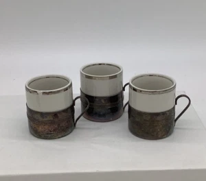 Soporte chapado en plata esterlina vintage Italia café espresso té 3 tazas FB Rogers - Imagen 1 de 10