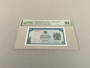 Rhodesia 1 Dollar P-34c* *Replacement* 1978  PMG 64 - Picture 1 of 4