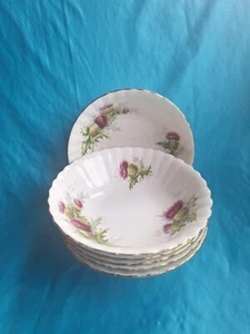 Royal Albert Highland Thistle 6 x Soup or Cereal Bowls 6.25" wide - Set 1 - Picture 1 of 22