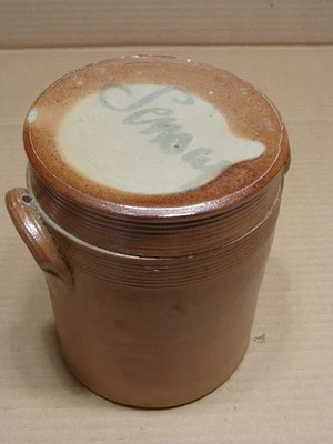 Ancien gros pot à graisse ou conserve en grès vernissé cuisine de campagne ferme - Photo 1/4