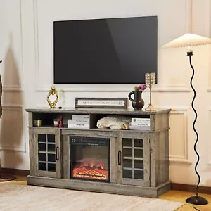 Fireplace TV Stand Console for 65 Inch TVs 18" Electric Fireplace Power Outlets - Picture 1 of 39