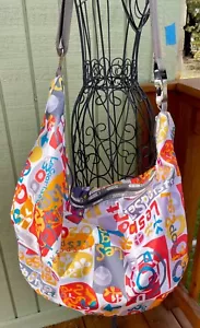 LeSportsac Spell Out 2008 Retro Large Hobo Crossbody Sling Bag Buckle - Picture 1 of 23