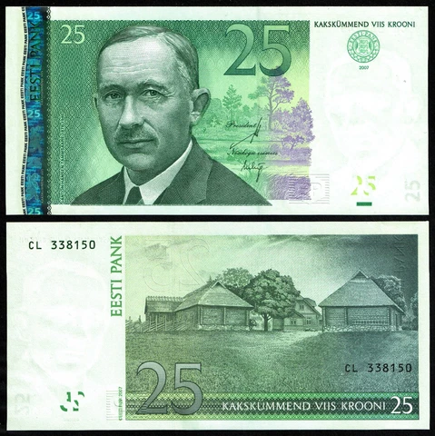 ESTONIA 25 Krooni 2007 P 87b UNCIRCULATED Cover