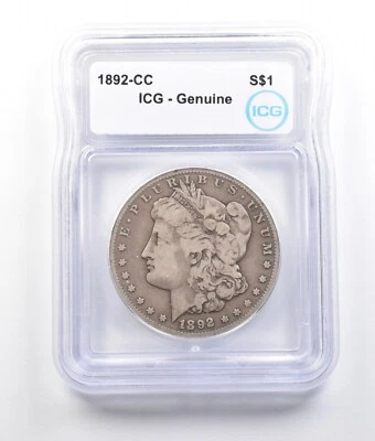1892-CC Morgan Silver Dollar Genuine ICG *2701 - Image 1 of 3