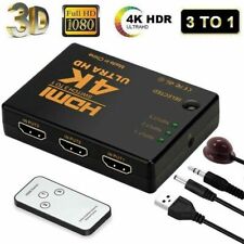 3 Port 3 IN 1 OUT 3 INPUT 1 OUTPUT HDMI SPLITTER SWITCH BOX HUB 3D UHD 1080P 4K
