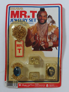 1983 Imperial Toy Corp Mr. T Pendant + 4 Rings Jewelry set unopened NIP rare HTF